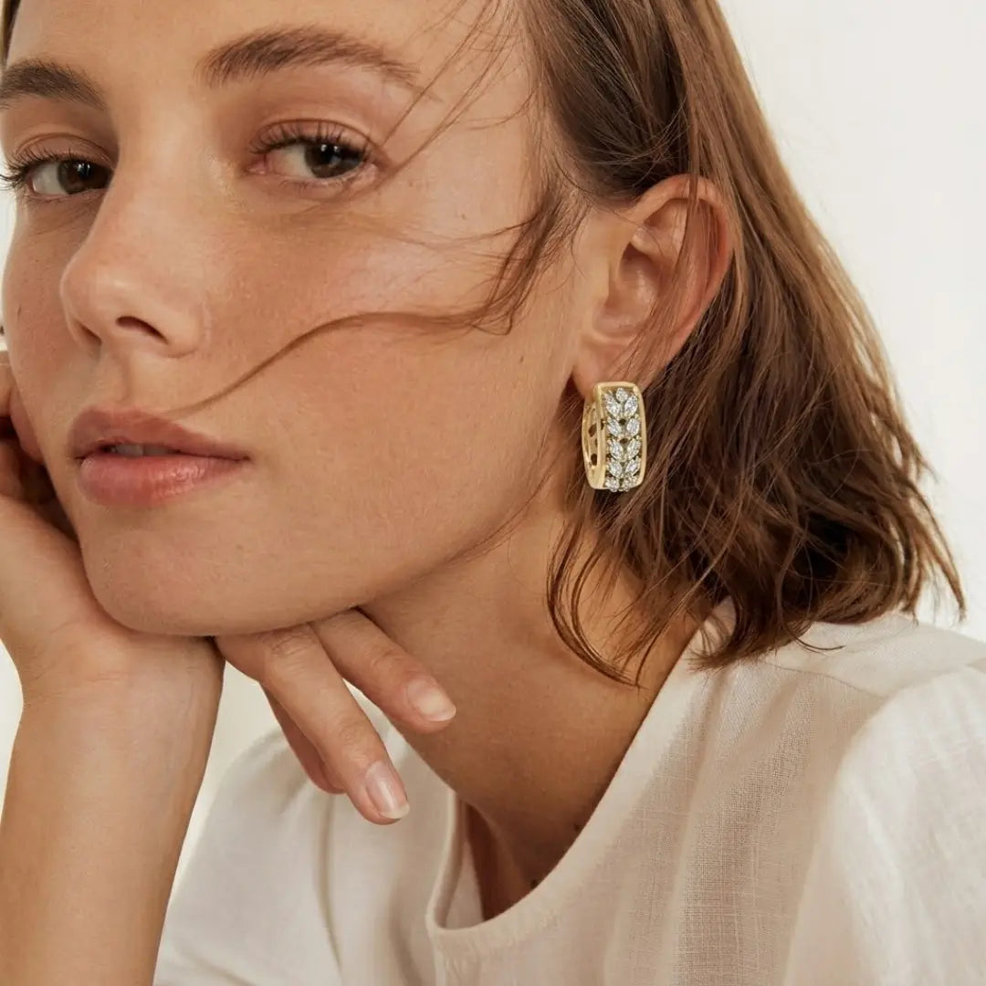 18K Gold Filled Diamond Huggie Earrings